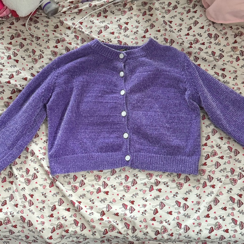 dolls kill dEliA*s purple cropped cardigan